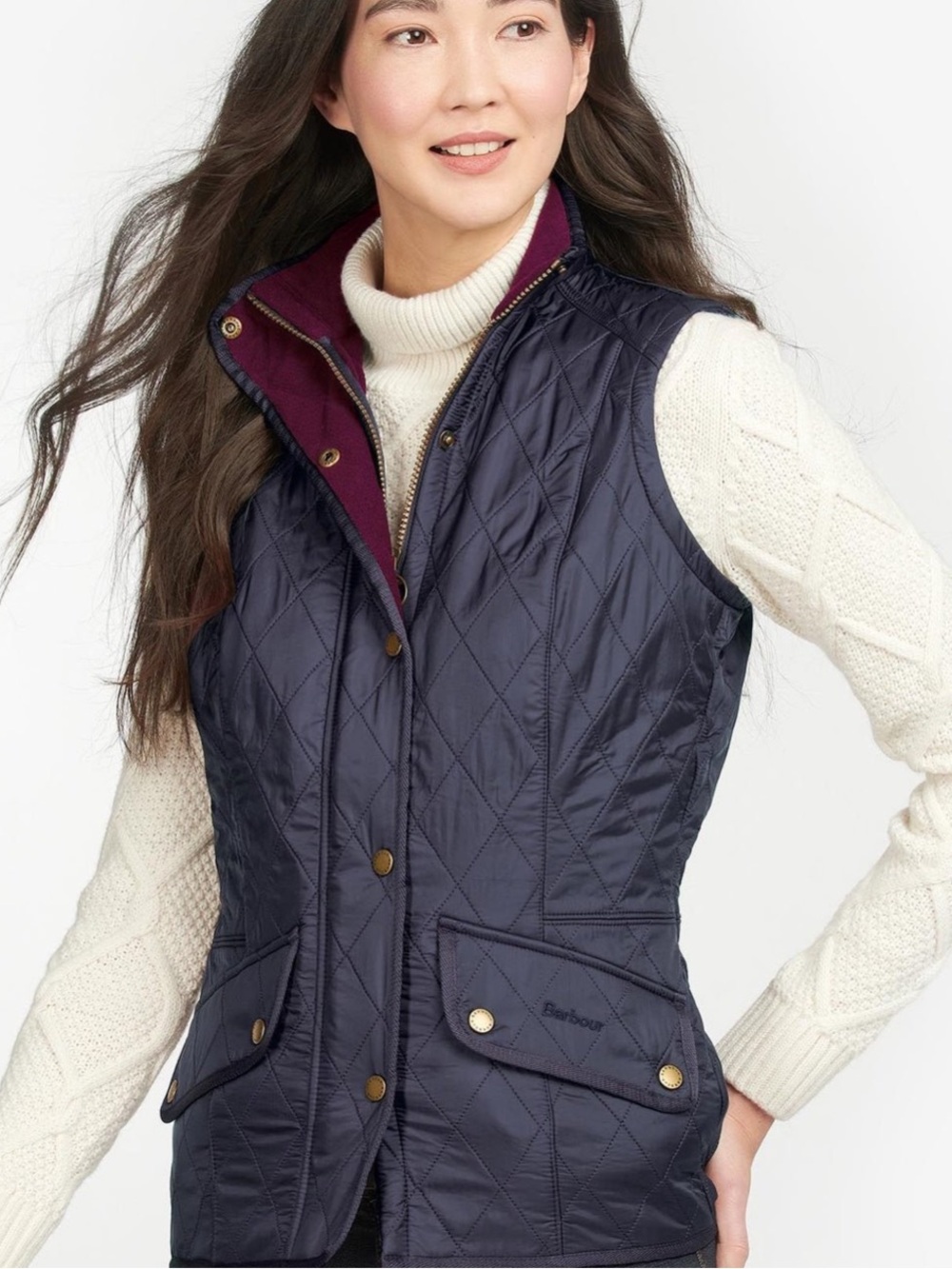BARBOUR CAVALRY GILET VEST - NAVY/MERLOT